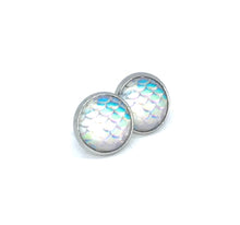 Load image into Gallery viewer, 12mm Rainbow Glass Mermaid Studs