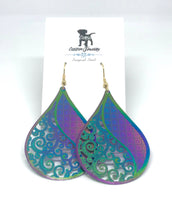 Load image into Gallery viewer, Rainbow Paisley Drop Earrings (Surgical Steel)