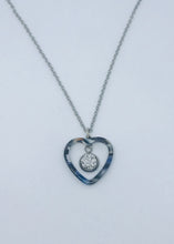 Load image into Gallery viewer, Silver Druzy Heart Necklace (Stainless Steel)