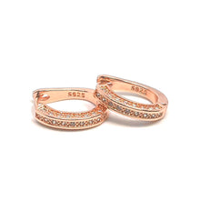 Load image into Gallery viewer, Rose Gold Adira Sleeper Hoop Earrings (Sterling Silver)