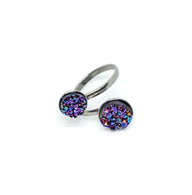 Load image into Gallery viewer, Adjustable Dual Druzy Ring in Mystic (Stainless Steel)
