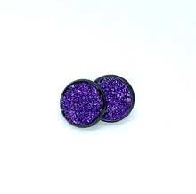 Load image into Gallery viewer, 12mm Amethyst Shimmer Druzy Studs