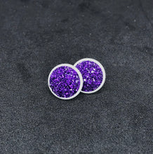 Load image into Gallery viewer, 12mm Amethyst Shimmer Druzy Studs