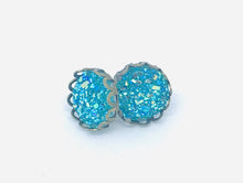 Load image into Gallery viewer, 10mm Lake Blue Druzy Studs