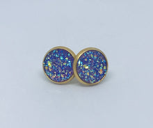 Load image into Gallery viewer, 10mm Purple Druzy Studs