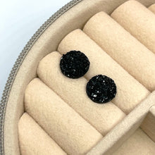 Load image into Gallery viewer, 10mm Black Druzy Studs
