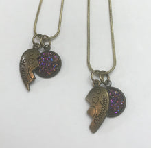 Load image into Gallery viewer, Shared Heart Mother-Daughter Necklace Set (Antique Bronze)