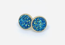 Load image into Gallery viewer, 10mm Galaxy Blue Druzy Studs