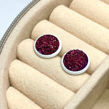Load image into Gallery viewer, 10mm Sangria Shimmer Druzy Studs