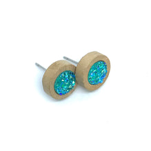 Load image into Gallery viewer, 8mm Lake Blue Druzy Studs
