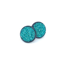 Load image into Gallery viewer, 12mm Aqua Shimmer Druzy Studs