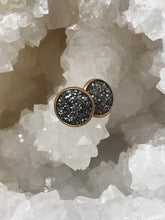 Load image into Gallery viewer, 12mm Gunmetal Druzy Studs