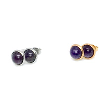 Load image into Gallery viewer, 8mm Amethyst Studs (Stainless Steel)