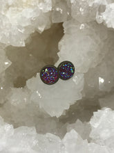 Load image into Gallery viewer, 8mm Dark Pink Druzy Studs