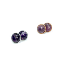 Load image into Gallery viewer, 12mm Amethyst Studs (Stainless Steel)