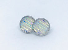 Load image into Gallery viewer, 12mm Striped White Druzy Studs (Stainless Steel)