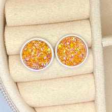 Load image into Gallery viewer, 12mm Orange Creamsicle Druzy Studs