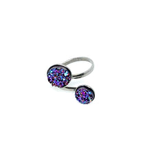 Load image into Gallery viewer, Adjustable Dual Druzy Ring in Mystic (Stainless Steel)