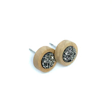 Load image into Gallery viewer, 8mm Gunmetal Druzy Studs