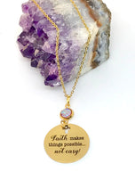 Load image into Gallery viewer, “Faith makes things possible... not easy!” Necklace (Gold Stainless Steel)