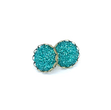 Load image into Gallery viewer, 12mm Aqua Shimmer Druzy Studs