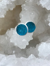 Load image into Gallery viewer, 12mm Ocean Blue Druzy Studs