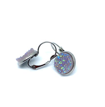 Load image into Gallery viewer, 12mm Mauve Druzy Leverback Drop Earrings (Stainless Steel)