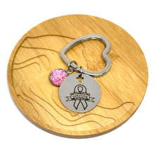 Load image into Gallery viewer, Breast Cancer Survivor Research Keychain (Stainless Steel)