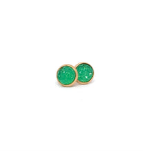 Load image into Gallery viewer, 8mm Jade Green Druzy Studs