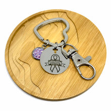 Load image into Gallery viewer, Druzy Cancer Survivor Research Keychain (Stainless Steel)
