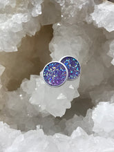 Load image into Gallery viewer, 12mm Purple Druzy Studs