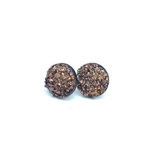 Load image into Gallery viewer, 8mm Chocolate Druzy Studs