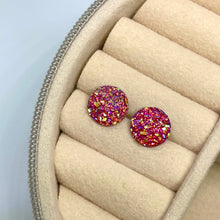 Load image into Gallery viewer, 10mm Dark Pink Druzy Studs