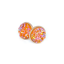 Load image into Gallery viewer, 12mm Orange Creamsicle Druzy Studs