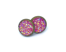 Load image into Gallery viewer, 10mm Pink Druzy Studs