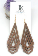 Load image into Gallery viewer, Wooden Diamond Drop Earrings