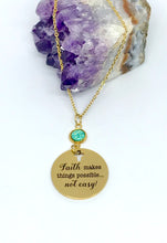 Load image into Gallery viewer, “Faith makes things possible... not easy!” Necklace (Gold Stainless Steel)