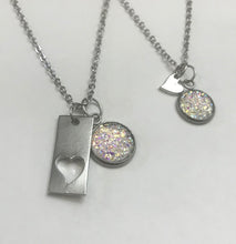Load image into Gallery viewer, “Elegant Heart” Mother-Daughter Necklace Set (Stainless Steel)