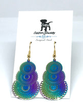 Load image into Gallery viewer, Rainbow Triple Mandala Drop Earrings