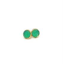 Load image into Gallery viewer, 8mm Jade Green Druzy Studs
