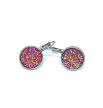 Load image into Gallery viewer, 12mm Raspberry Druzy Leverback Drop Earrings (Stainless Steel)