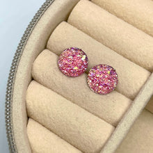 Load image into Gallery viewer, 10mm Pink Druzy Studs