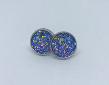 Load image into Gallery viewer, 10mm Purple Druzy Studs