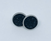 Load image into Gallery viewer, 10mm Black Druzy Studs