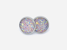 Load image into Gallery viewer, 10mm Light Pink Druzy Studs