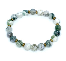 Load image into Gallery viewer, 8mm Green & White Agate Bracelet