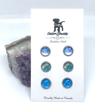 Load image into Gallery viewer, Snowflake 8mm Stud Trio (Stainless Steel)