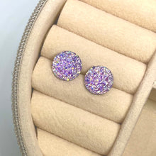 Load image into Gallery viewer, 10mm Purple Druzy Studs