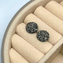 Load image into Gallery viewer, 10mm Gunmetal Druzy Studs