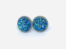 Load image into Gallery viewer, 10mm Galaxy Blue Druzy Studs